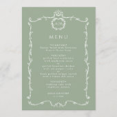 Menu Cadre français classique moderne mariage vert saug (Devant)