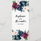 Menu Cadre géométrique Bourgogne Mariage de fleurs de m (Dos)