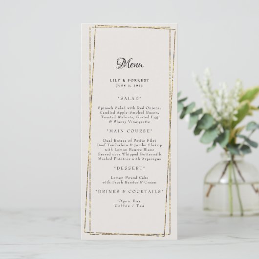 Menu Cadre géométrique Or Simplement Élégant Neutre (Debout devant)