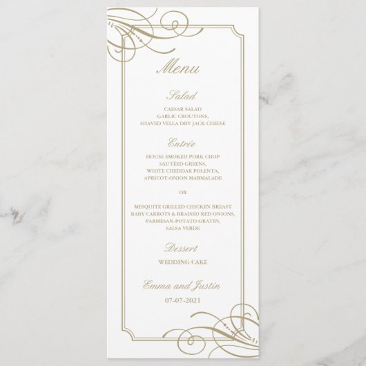 Menu Cadre Gold Classique Luxueux Mariage (Devant)