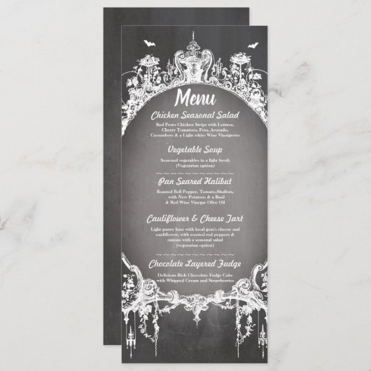 Menu Cadre gothique Halloween de réception de mariage (Devant / Derrière)