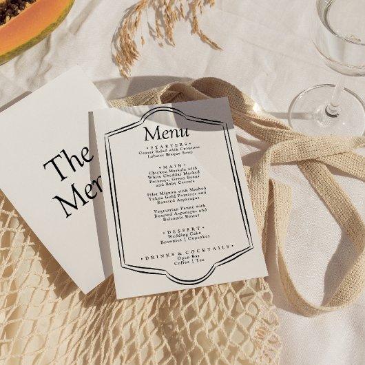 Menu Cadre noir et blanc moderne Retro Diner Mariage