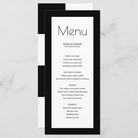 Menu Cadre noir simple (Devant / Derrière)