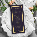 Menu Cadre or élégant violet foncé mariage moderne<br><div class="desc">Plum violet foncé moderne et typographie minimaliste or tendance carte de mariage personnalisée modèle sur un arrière - plan vintage.                Papier à lettres mariage correspondant disponible dans la collection.</div>