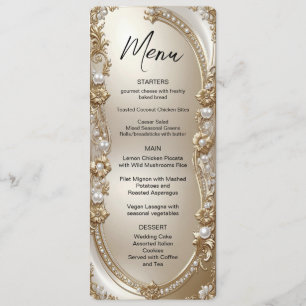Menu Cadre Orné Doré avec Perles