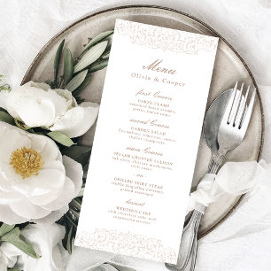 Menu Cadre Orné Vintage en Ivoire Mariage Classique