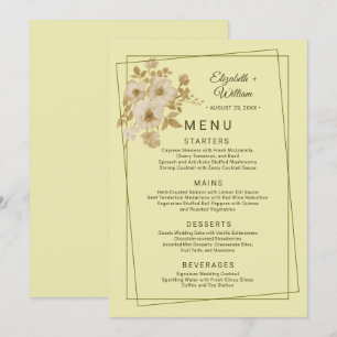 Menu Cadre Rose – Mariage Jaune Céleste