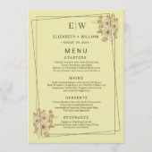 Menu Cadre Rose – Monogramme Jaune Céleste Mariage (Devant)