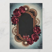 Menu Cadre Steampunk avec Roses rouges et Engrenages (Dos)