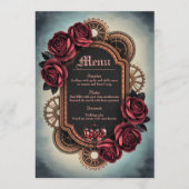 Menu Cadre Steampunk avec Roses rouges et Engrenages (Devant)
