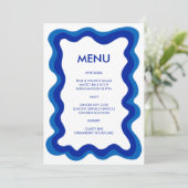 Menu Cadre vague moderne chic bleu Custom Bar Bat mitzv (Debout devant)