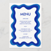 Menu Cadre vague moderne chic bleu Custom Bar Bat mitzv (Devant)