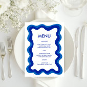 Menu Cadre vague moderne chic bleu Custom Bar Bat mitzv