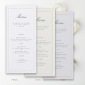 Menu Cadre Vert Classique Formel Mariage Ecru Élégant
