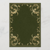 Menu Cadre Vintage Mariage Vert Olive Or (Dos)