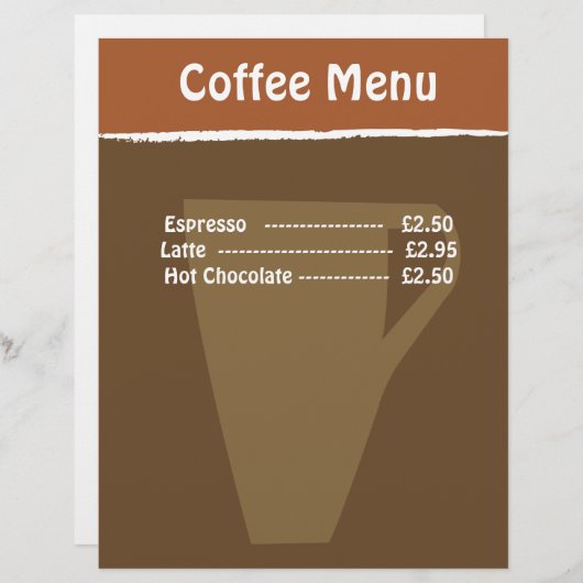 Menu Café (Devant / Derrière)