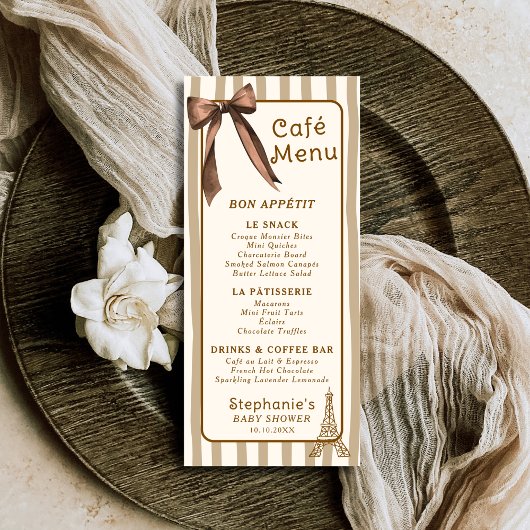Menu Café Français Fantaisiste sur le thème de Paris