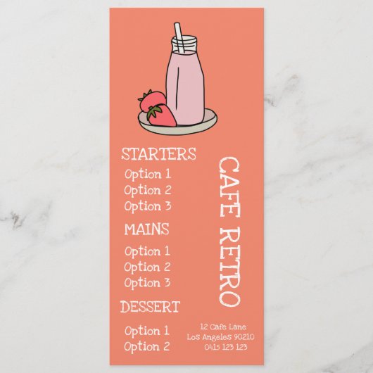 Menu Café rétro Strawberry Milkshake (Devant)