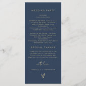 Menu CAITLIN Edgy Marine et Gold Simple Wedding Program (Dos)