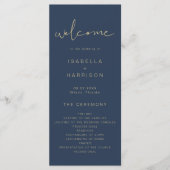 Menu CAITLIN Edgy Marine et Gold Simple Wedding Program (Devant)