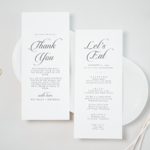 Menu Calligraphie Chic Classique Merci et Mariage