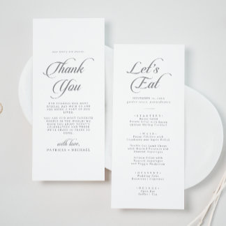 Menu Calligraphie Chic Classique Merci et Mariage