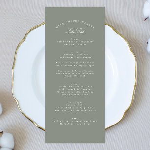 Menu Calligraphie classique gris vert Mariage officiel