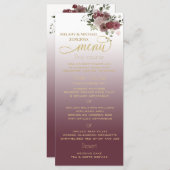 Menu Calligraphie de l'or floral à l'aquarelle de Bourg (Devant / Derrière)
