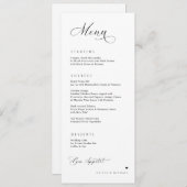 Menu Calligraphie De Luxe Elégante Réception De Mariage (Devant / Derrière)