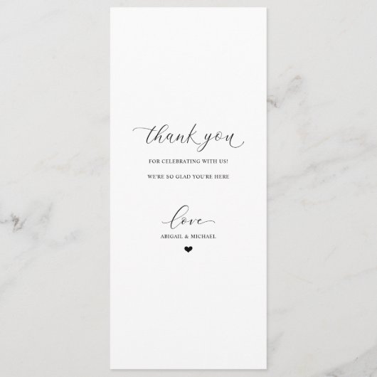 Menu Calligraphie De Luxe Elégante Réception De Mariage (Dos)