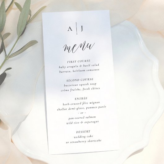 Menu Calligraphie de monogramme de mariage simple scrip