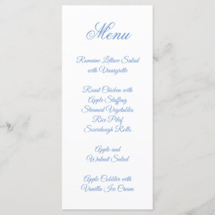 Menu Calligraphie de script fantaisie Cornflower Blue