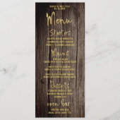 Menu Calligraphie de script or rustique Mariage classiq (Devant)