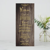 Menu Calligraphie de script or rustique Mariage classiq (Debout devant)