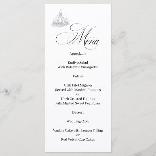 Menu Calligraphié d'Église Noir et Blanc (Devant)