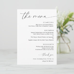 Menu Calligraphie délicate Mariage Moderne Romantique