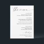 Menu Calligraphie délicate Mariage romantique moderne<br><div class="desc">Elevez votre réception de mariage avec notre menu Mariage de calligraphie, un mélange parfait de modernité et de romantisme. Cette pièce exquise présente un script de calligraphie complexe qui ajoute une touche de beauté intemporelle à votre expérience culinaire. Conçu avec une touche contemporaine, le menu mêle harmonieusement esthétique moderne et...</div>