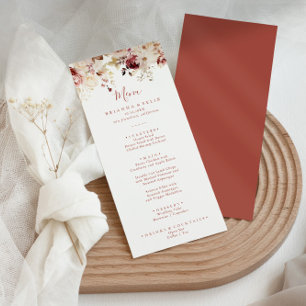 Menu Calligraphie Dîner floral gracieux