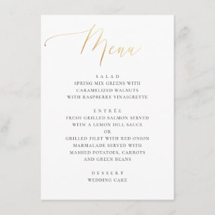 Menu Calligraphie d'or classique Élégant Mariage form