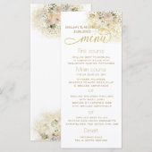 Menu Calligraphie dorée romantique rose doux (Devant / Derrière)