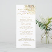 Menu Calligraphie dorée romantique rose doux (Debout devant)