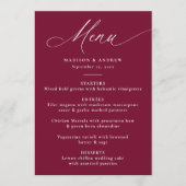 Menu Calligraphie Élégante Moderne Mariage Bordeaux (Devant)