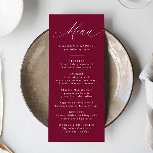 Menu Calligraphie Élégante Moderne Mariage Bordeaux