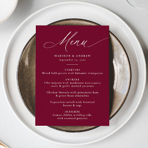 Menu Calligraphie Élégante Moderne Mariage Bordeaux