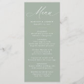 Menu Calligraphie Élégante Moderne Vert Sage Mariage (Devant)