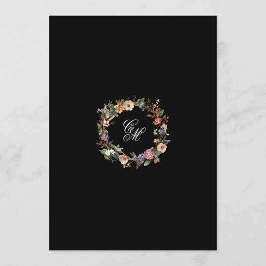 Menu Calligraphie florale noire (Dos)