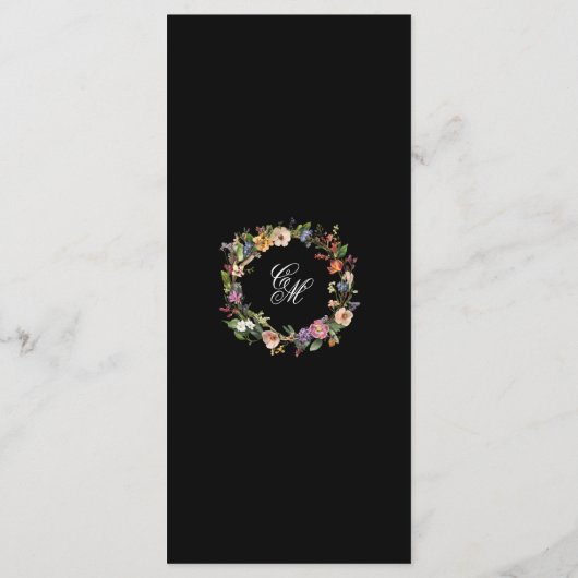 Menu Calligraphie florale noire (Dos)