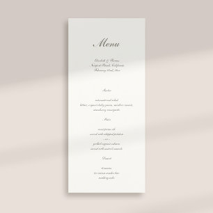 Menu Calligraphie formelle Perle classique Mariage simp