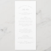 Menu Calligraphie gris clair classique Mariage formel (Devant)