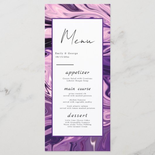 Menu Calligraphie minimale moderne Mariage d'art Abstra (Devant)